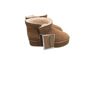 Bearpaw Women’s Size 9 Chestnut Suede Shearling Ankle Boots shorty platform cozy